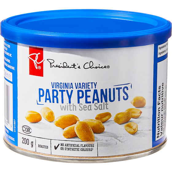 le Choix du Président Arachides de fête, variété de Virginie avec sel de mer 200 g, 1,50 $/100g