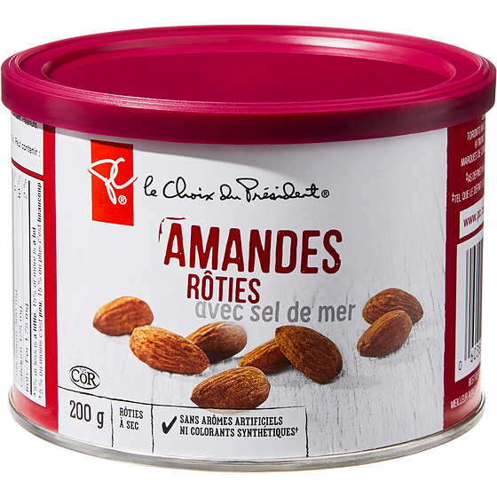 le Choix du Président Amandes rôties avec sel de mer 200 g, 2,75 $/100g
