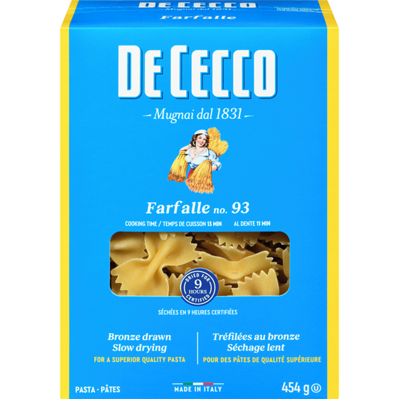 De Cecco Pâtes Farfalle No. 93 450 g, 0,88 $/100g