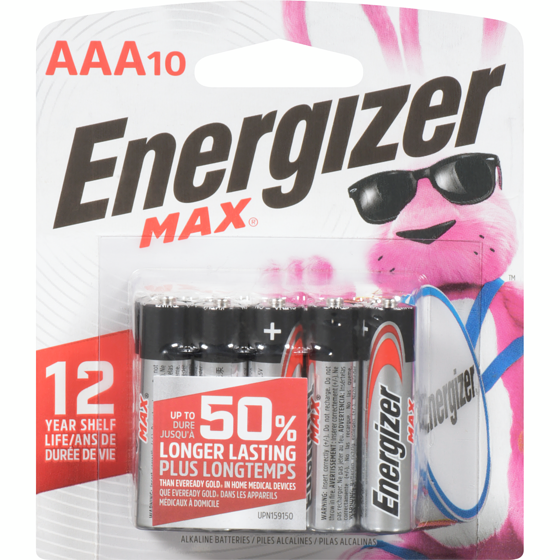 Energizer Piles alcalines AAA MAX, emballage de 10 1 ea, 2,10 $/1ch