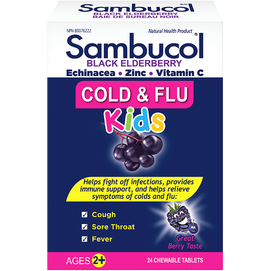 Sambucol Chewable Tablets Black Elderberry Ages 2+ 24 ea, $0.79/1ea