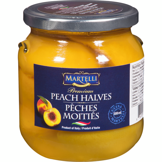 Martelli Premium Peach Halves 580 ml, $1.12/100ml