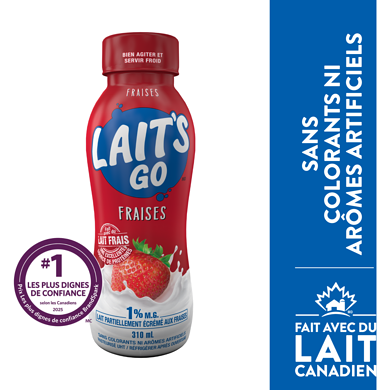 Milk 2 Go Lait partiellement écrémé aux fraises 1 % 310 ml, 0,32 $/100ml