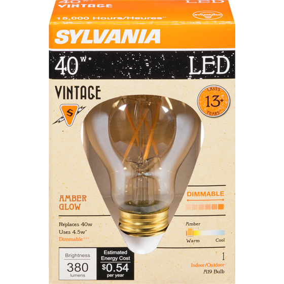 Sylvania 15000 Hour LED 4.5W A19 1 ea, $9.00/1ea