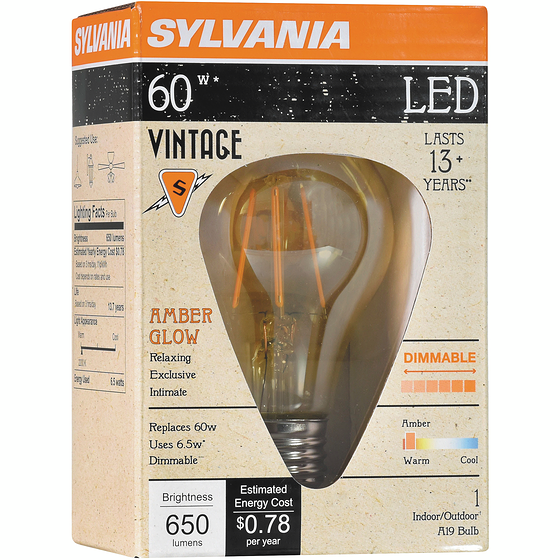 Sylvania 15000 Hour LED 6.5W A19 1 ea, $9.00/1ea