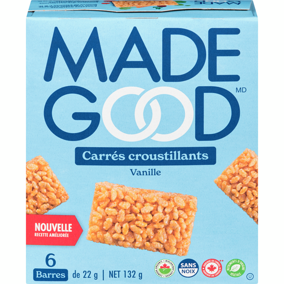 Made Good Carrés croustillants à la vanille Boîte de 6 barres 132 g, 3,02 $/100g