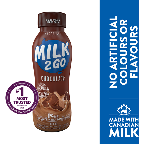Milk 2 Go 1% Chocolate Partly Skimmed Milk 310 ml, $0.80/100ml