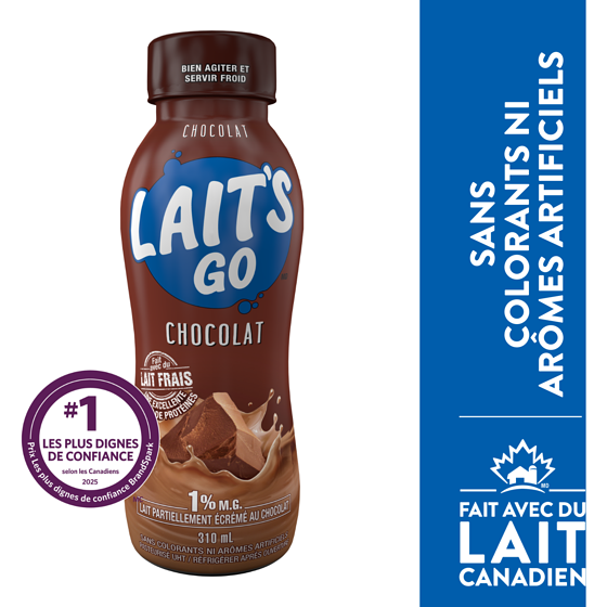 Milk 2 Go Lait partiellement écrémé au chocolat 1 % 310 ml, 0,75 $/100ml