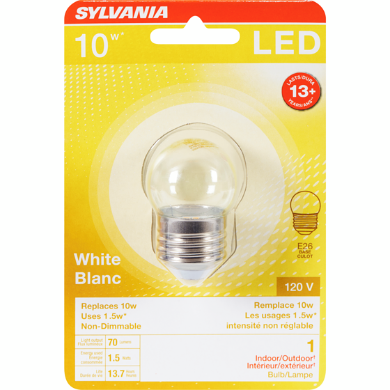 Sylvania 15000 Hour LED 1.5W S11 1 ea, $8.00/1ea