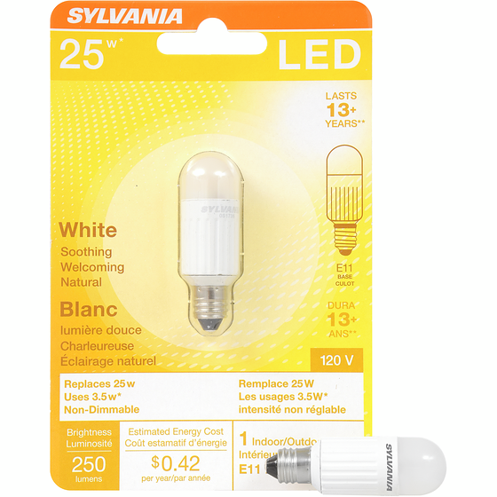 Sylvania 15000 Hour LED 3.5W E11 1 ea, $12.99/1ea