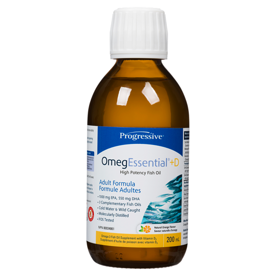 Progressive OmegEssential +D High Potency Fish Oil Saveur Naturelle d'Orange 200 ml 200 ml, 17,00 $/100ml