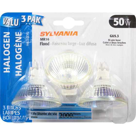 Sylvania 2000 Hour Halogen, 50W MR16 1 ea, $12.00/1ea