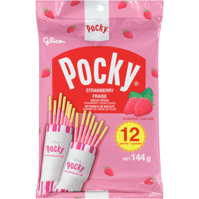 Glico Strawberry Cream Coated Biscuit Sticks 12 Packs 144 g, 3,47 $/100g