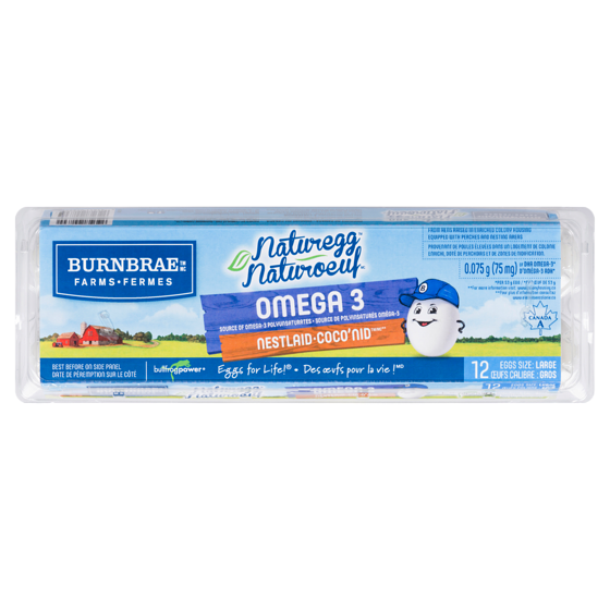 Les Fermes Burnbrae Naeg Oeufs Omega 3 Grd Chq 12 ea, 5,00 $/1ch