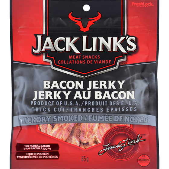Jack Link’s Jerky au Bacon Fumée de Noyer 65 g, 12,29 $/100g