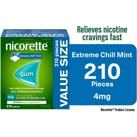 Nicorette Nicotine Gum Mint 4mg 210 ea, $0.37/1ea