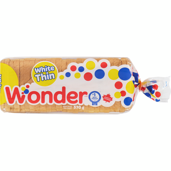 Wonder Thin Sliced White Sandwich Bread 570 g, $0.61/100g