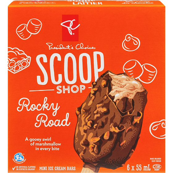 le Choix du Président Mini barres de crème glacée, rocky road 330 ml, 1,82 $/100ml