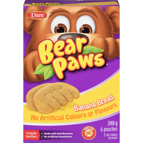 Dare Bear Paws Banana Bread Cookies 240 g, $1.46/100g