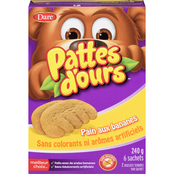 Dare Biscuits Pattes d’ours Pain aux bananes 240 g, 2,08 $/100g
