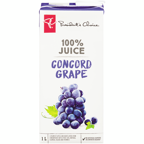 President's Choice Concord Grape 100% Juice Blend 1 l, $0.25/100ml