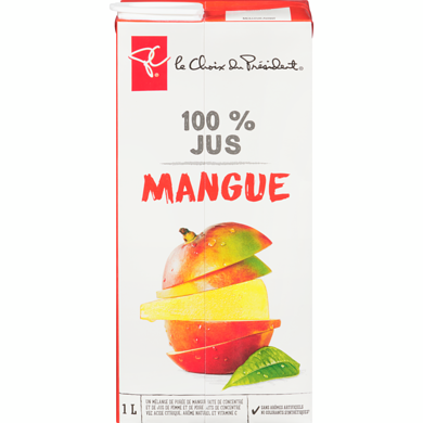 le Choix du Président Jus de mangue à 100 % 1 l, 0,25 $/100ml
