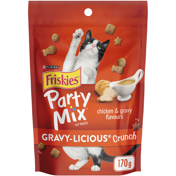 Purina Friskies Party Mix Gravy-licious Crunch Chicken and Gravy, Cat Treats 170 g, $2.05/100g