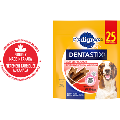 Pedigree Gâteries de soins buccodentaires Dentastix saveur de bœuf pour chiens adultes de race moyenne 608 g, 2,30 $/100g