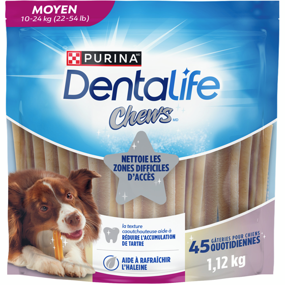 Purina DentaLife Chews Moyen, Gâteries Quotidiennes pour la Dentition des Chiens 1.12 kg, 0,96 $/100g