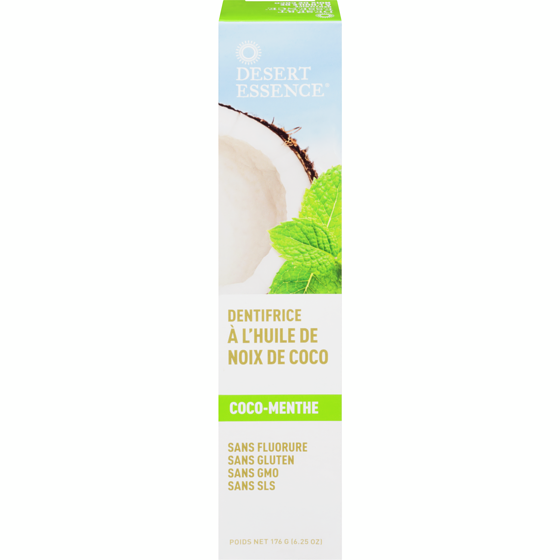 Desert Essence Dentifrice à l'Huile de Noix de Coco Coco-Menthe 176 g 176 g, 5,11 $/100g