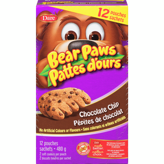 Dare Biscuits Pattes d’ours Pépites de chocolat 480 g, 1,66 $/100g