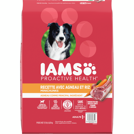 Iams Nourriture sèche pour chiens adultes avec agneau et riz 6.8 kg, 0,55 $/100g