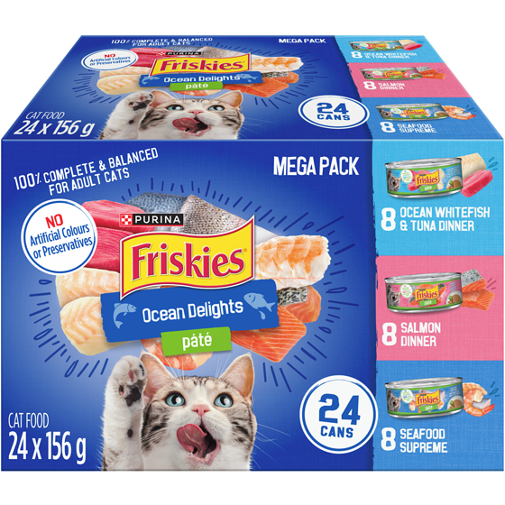 Purina Friskies Pâté Ocean Delights Variety Pack, Wet Cat Food 3.74 kg, $0.64/100g