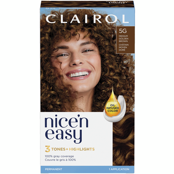 Nice N' Easy Nice'n Easy 5G Medium Golden Brown, Permanent Hair Dye, Superior Natural Looking Colour 1 ea, $10.00/1ea