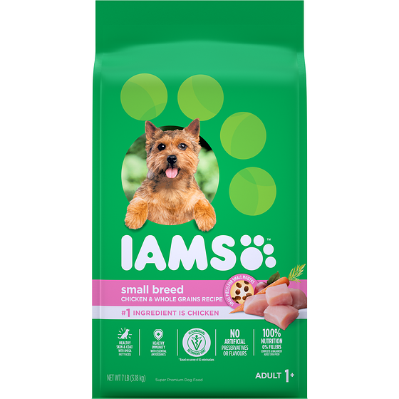 Iams Nourriture sèche pour chiens adultes de petite race recette avec poulet et grains entiers 3.18 kg, 0,60 $/100g