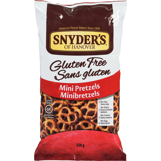 Snyders Gluten Free Mini Pretzels 220 g, $2.72/100g