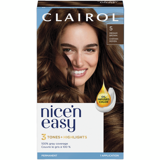 Nice N' Easy Nice'n Easy 5 Medium Brown, Permanent Hair Dye, Superior Natural Looking Colour 1 ea, $10.00/1ea