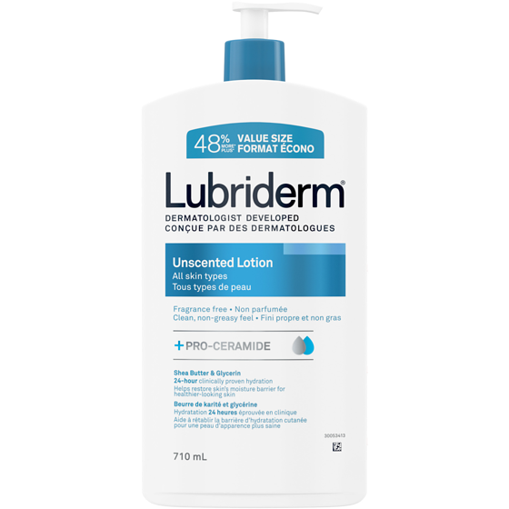 Lubriderm Lotion Peau Normale ou Sèche Sans Parfum Écono Format 710 ml, 1,90 $/100ml