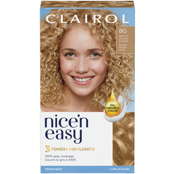 Nice N' Easy Nice'n Easy 8G Medium Golden Blonde, Permanent Hair Dye, Superior Natural Looking Colour 1 ea, $9.09/1ea