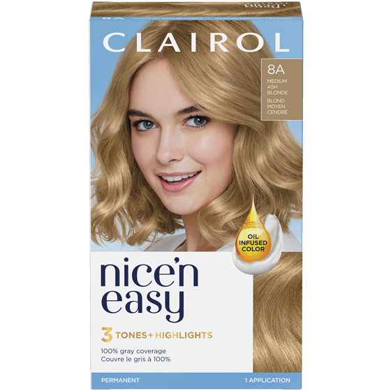 Nice N' Easy Nice'n Easy 8A Medium Ash Blonde, Permanent Hair Dye, Superior Natural Looking Colour 1 ea, $12.99/1ea