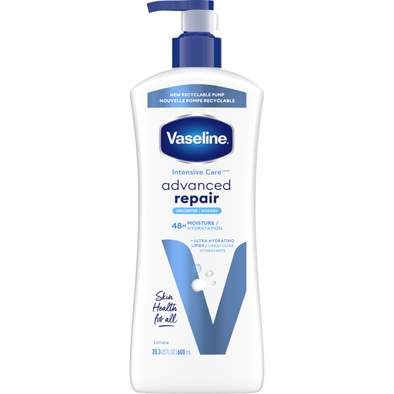 Vaseline Lotion corporelle Advanced Repair 48H hydratation 600 ml, 1,83 $/100ml
