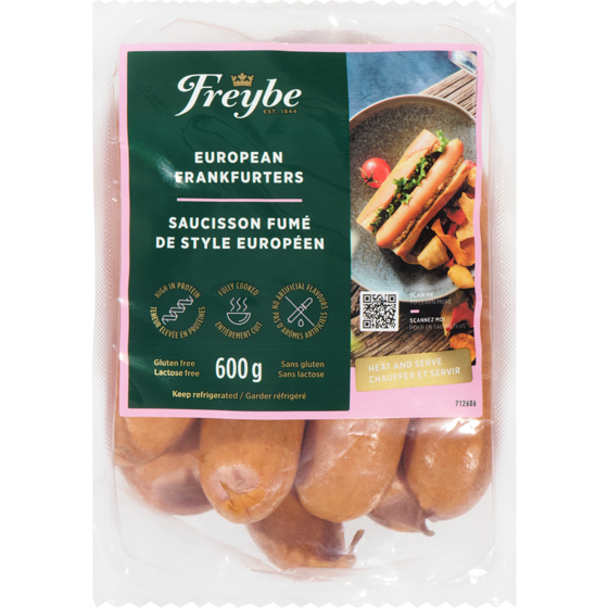 Freybe European Frankfurters 600 g, $2.00/100g