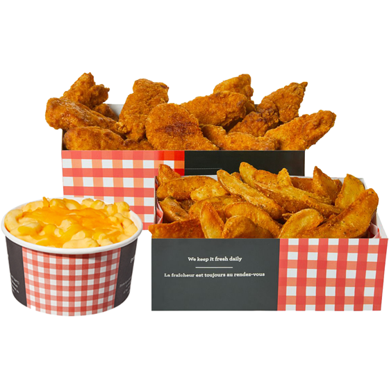 null 9 Chicken Tenders with Wedges and Mac & Cheese (After 11am) 819 g, $2.20/100g