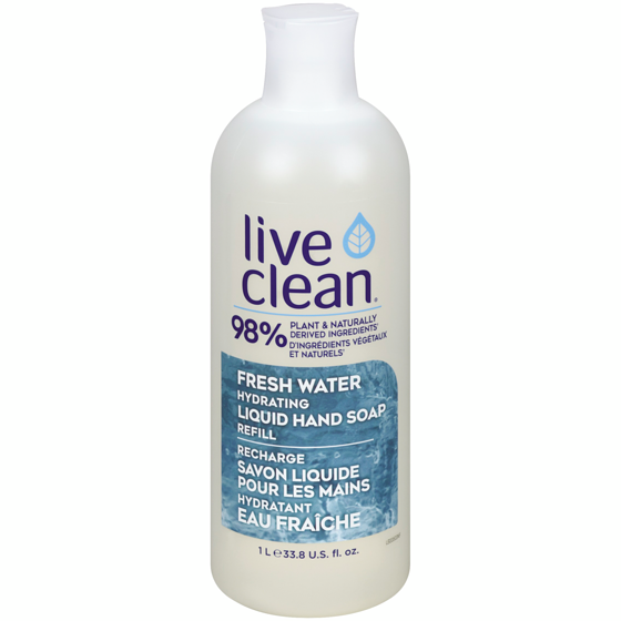Live Clean Fresh Water Hydrating Liquid Hand Soap Refill 1 l, $0.95/100ml