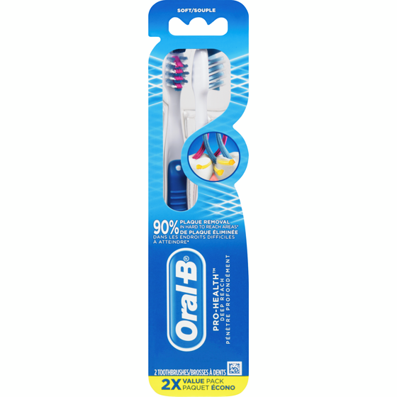 Oral-B Brosses à dents Pro-Santé Pénètre profondément, souple, 2 unités 2 ea, 5,50 $/1ch