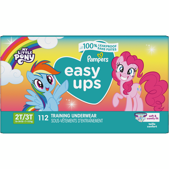 Pampers Sous-vêtements d’entraînement Easy Ups à l’effigie de Peppa Pig, taille 4 (2T-3T), 112 sous-vêtements 112 ea, 0,39 $/1ch