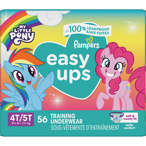 Pampers Sous-vêtements d’entraînement Pampers Easy Ups, taille 6 4T/5T, filles, 56 sous-vêtements  56 ea, 0,61 $/1ch