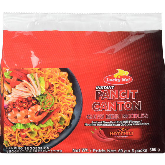 Lucky Me! Pancit Canton Instant Noodles Hot Chilli Flavour 360 g, $1.05/100g