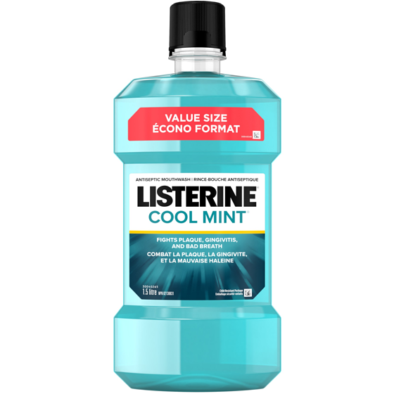 Listerine COOL MINT, Rince-bouche antiseptique 1.5 l, 0,57 $/100ml