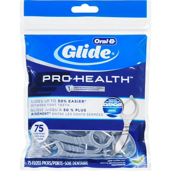 Oral-B Porte-soie dentaire Glide Ultra Nettoyage en profondeur, saveur de menthe fraîche, 75 unités 75 ea, 0,08 $/1ch